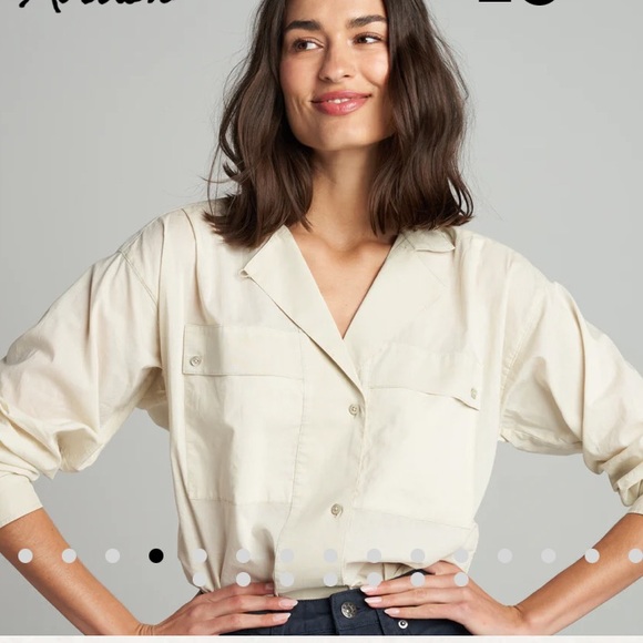 Rowan Fay Utility Cotton Camp Shirt Bone/Cream Large NWOT - Picture 2 of 12